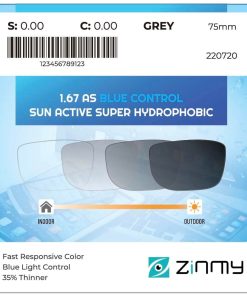 Tròng Kính Siêu Mỏng Đổi Màu + Lọc Ánh Sáng Xanh Zinmy Blue Sun 1.67